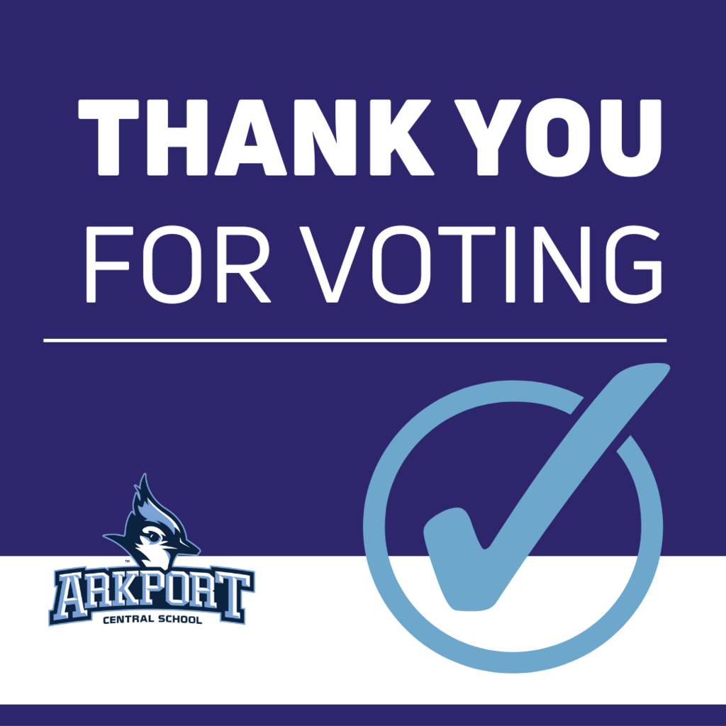 Blue background with white type that reads: Thank you for voting. Arkport logo
